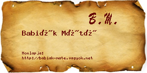 Babiák Máté névjegykártya